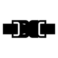 Buckle fastener clasp furniture for clothes system of fast snap join for backpack bag closed icon black color vector illustration image flat style