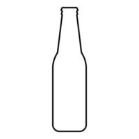 Bottle beer with glass contour outline line icon black color vector illustration image thin flat style