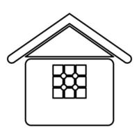 Home with window house real estate residence contour outline line icon black color vector illustration image thin flat style