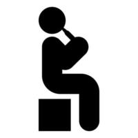 Man drinking alcohol from bottle of beer wine drunk people concept stick use beverage drunkard booze sit on box icon black color vector illustration image flat style