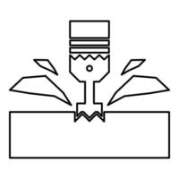 CNC milling machine material metalworking cutter plunger metalwork industry lathe plunge power tool technology tooling carving shavings contour outline line icon black color vector illustration image