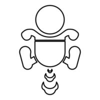 Child infant baby kid farts break wind farting bloating gas cloud stench bad smell flatulency contour outline line icon black color vector illustration image thin flat style