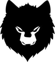 black and white of wolf cartoon vector