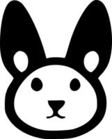 black and white of rabbit icon vector