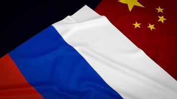 China and Russia flag image 3d rendering photo