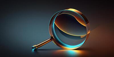 A Magnifying Glass With Dark Blue Background, photo