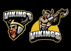 viking warrior mascot set vector