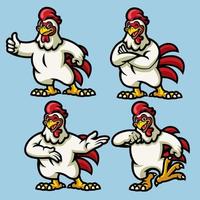 pollo mascota personaje en conjunto vector