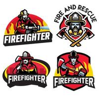 firefighter badge design set vector