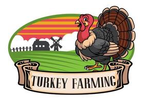 cartoon turkey farming vector