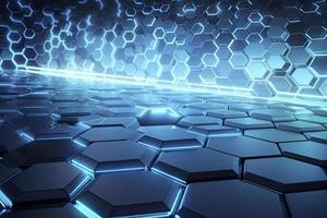 Abstract futuristic surface concept with hexagons. Trendy sci-fi technology background photo
