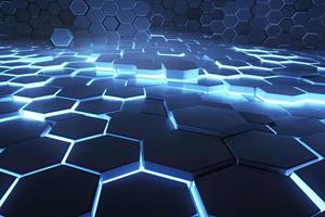 Abstract futuristic surface concept with hexagons. Trendy sci-fi technology background photo