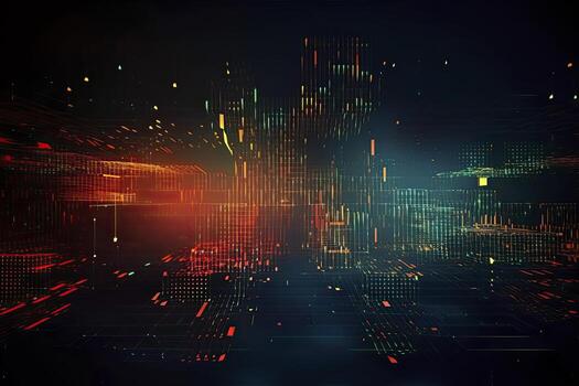 Abstract technology big data background concept. Artificial intelligence tech. Big data and cybersecurity. Transfer and storage of data sets, blockchain, server. Colorful background photo