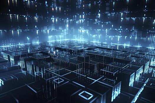 Abstract technology big data background concept. Artificial intelligence tech. Big data and cybersecurity. Transfer and storage of data sets, blockchain, server. Colorful background photo