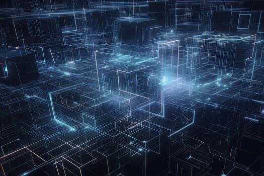 Abstract technology big data background concept. Artificial intelligence tech. Big data and cybersecurity. Transfer and storage of data sets, blockchain, server. Colorful background photo