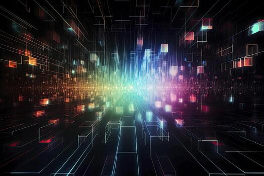 resumen tecnología grande datos antecedentes concepto. artificial inteligencia tecnología grande datos y la seguridad cibernética. transferir y almacenamiento de datos conjuntos, cadena de bloques, servidor. vistoso antecedentes foto