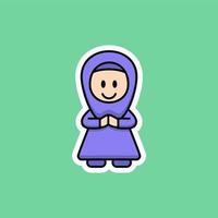 Cute Muslim Woman Cartoon vector