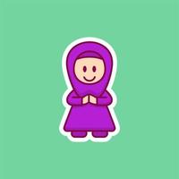 Cute Muslim Woman Cartoon vector