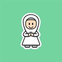 Cute Muslim Woman Cartoon vector