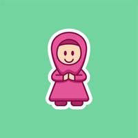 Cute Muslim Woman Cartoon vector