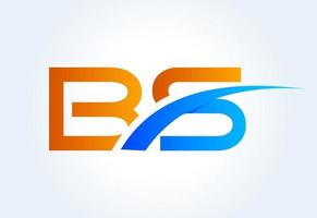 Gradient B S letter logo design, with swoosh, Vector design concept