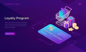 Loyalty program, isometric discount card banner vector