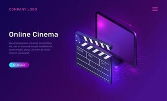 Online cinema or movie, isometric concept vector