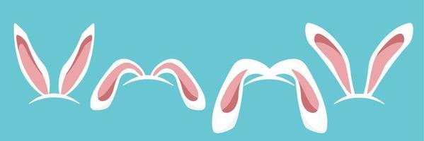 face set of a cute white rabbit. Kawaii bunny ear emoji, or bunny emoticon. symbol of a rabbit. Expression of a funny animal cartoon figure. outline in a vector illustration