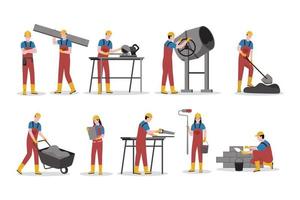 vector ilustración conjunto de construcción trabajadores
