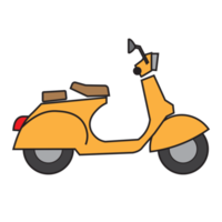 scooter trasporto piatto disegno, classico scooter e colorato stile png