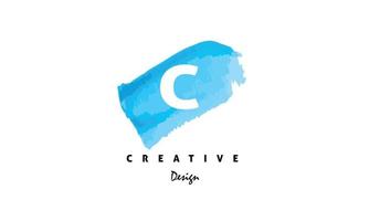 C water color logo artistic, fancy, trendy hand drawn vector design on black background.