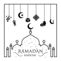 Vector Ramadan kareem element background decorative design black and white style