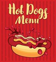 caliente perros menú bandera diseño. rápido comida póster concepto vector ilustración.