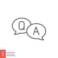 Questions and answers line icon with speech bubble for web template and app. Q and A letters. Vector illustration design on white background. Editable stroke EPS 10.