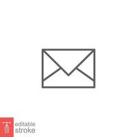 Email envelope icon. Simple outline style. Message, mail, letter, communication concept. Thin line symbol. Vector illustration design on white background. Editable stroke EPS 10.