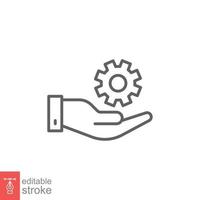 Mechanic gear service hand line icon. Wheel, cogwheel, technical, technology. Outline symbol. Setting and support concept. Vector illustration design on white background. Editable stroke EPS 10.