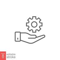 Mechanic gear service hand line icon. Wheel, cogwheel, technical, technology. Outline symbol. Setting and support concept. Vector illustration design on white background. Editable stroke EPS 10.