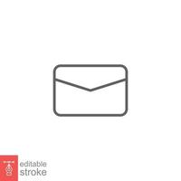 Email envelope icon. Simple outline style. Message, mail, letter, communication concept. Thin line symbol. Vector illustration design on white background. Editable stroke EPS 10.