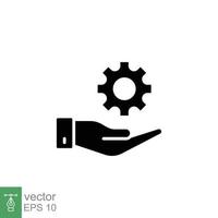 Mechanic gear service hand icon. Wheel, cogwheel, technical, technology. Black silhouette, solid, glyph symbol. Setting and support concept. Vector illustration design on white background. EPS 10.