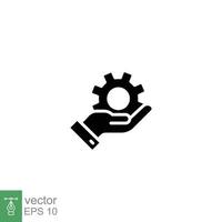 Mechanic gear service hand icon. Wheel, cogwheel, technical, technology. Black silhouette, solid, glyph symbol. Setting and support concept. Vector illustration design on white background. EPS 10.