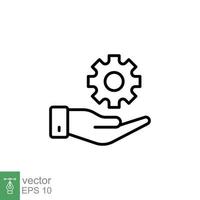 Mechanic gear service hand line icon. Wheel, cogwheel, technical, technology. Outline symbol. Setting and support concept. Vector illustration design on white background. EPS 10.