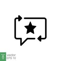 Favourite feedback icon. Testimonials and customer relationship management concept. Bubble speech star solid style. Silhouette, glyph symbol. Vector illustration isolated on white background. EPS 10.