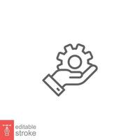 Mechanic gear service hand line icon. Wheel, cogwheel, technical, technology. Outline symbol. Setting and support concept. Vector illustration design on white background. Editable stroke EPS 10.