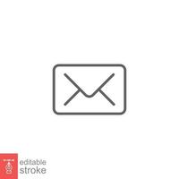 Email envelope icon. Simple outline style. Message, mail, letter, communication concept. Thin line symbol. Vector illustration design on white background. Editable stroke EPS 10.