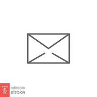 Email envelope icon. Simple outline style. Message, mail, letter, communication concept. Thin line symbol. Vector illustration design on white background. Editable stroke EPS 10.