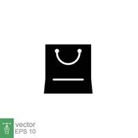 Shopping bag icon. Simple solid style. Paper bag, shop, gift, packaging, business concept. Black silhouette, glyph symbol. Vector illustration design on white background. EPS 10.