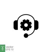 CRM icon. Simple solid style. Headset with bubble speech. Testimonials and customer relationship management concept. Black silhouette symbol. Vector illustration isolated on white background. EPS 10.