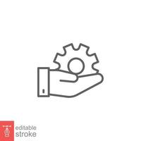 Mechanic gear service hand line icon. Wheel, cogwheel, technical, technology. Outline symbol. Setting and support concept. Vector illustration design on white background. Editable stroke EPS 10.