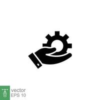 Mechanic gear service hand icon. Wheel, cogwheel, technical, technology. Black silhouette, solid, glyph symbol. Setting and support concept. Vector illustration design on white background. EPS 10.