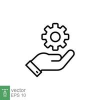 Mechanic gear service hand line icon. Wheel, cogwheel, technical, technology. Outline symbol. Setting and support concept. Vector illustration design on white background. EPS 10.